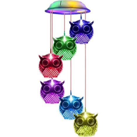 Color Changing Owl Solar Wind Chime Light for Outdoor Garden Decoration (1/5)