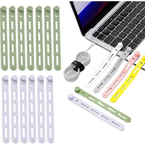 Attaches-cordons 20 Pièces Bandes Haute Élasticité Réutilisables pour Sangles De Câble En Silicone, Organisateur De Cordon Pour Écouteurs Pour École, Cuisine, Bureau, , Voiture, Écouteurs (1/5)
