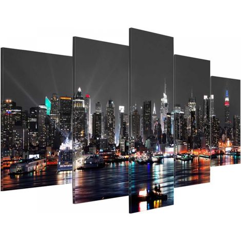 Canvas Wall Art - Cityscape Print Set - Modern Decorative Painting for Living Room Bedroom Office - 40"x20" - 5 Piece (1/3)