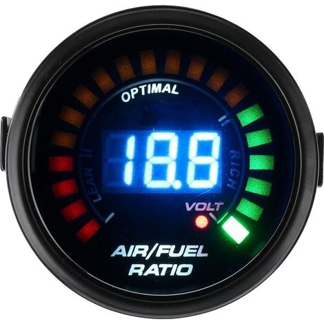 Medidor de relación aire-combustible, voltímetro digital LED de 12 V para coche, indicador de voltaje con sensor de oxígeno O2 (52 mm)