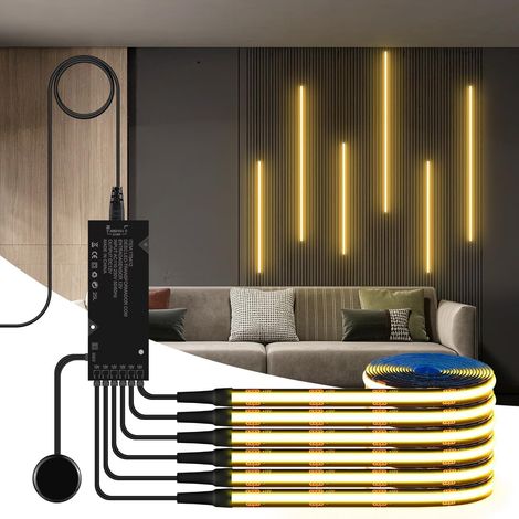 Éclairage d'Armoire LED Noir – Bandeau Lumineux avec Variateur Tactile pour Panneaux Acoustiques, Vitrines, Cave à Vin et Murs Insonorisés (6, Lumière chaude 3000 K, 9.9ft(3M)) (1/5)