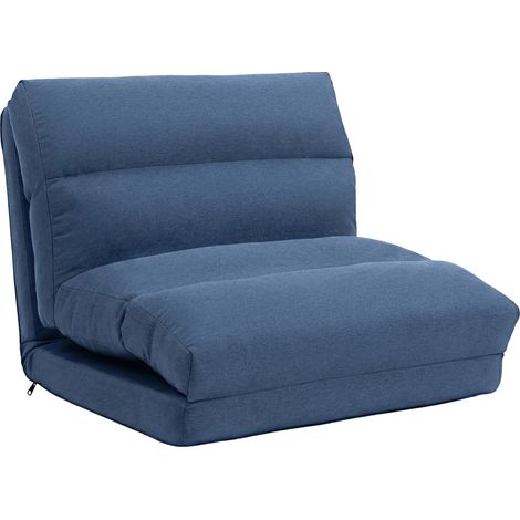 Poltrona da pavimento reclinabile blu scuro 70 x 72 x 56 cm, trasformabile in letto (1/5)