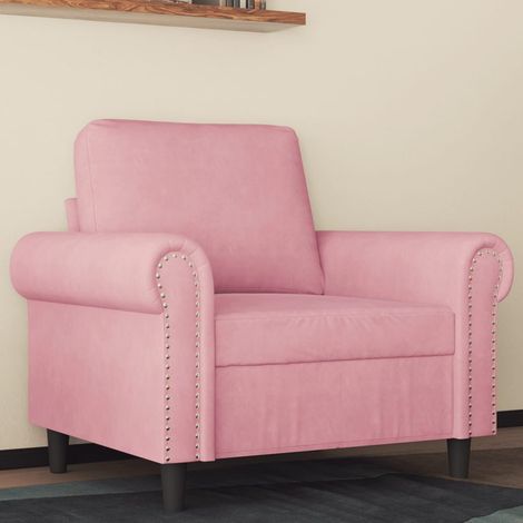 Vidaxl – Fauteuil en velours rose 60 cm – Confort optimal avec mousse haute densité – Design moderne pour salon – Capacité 110 kg