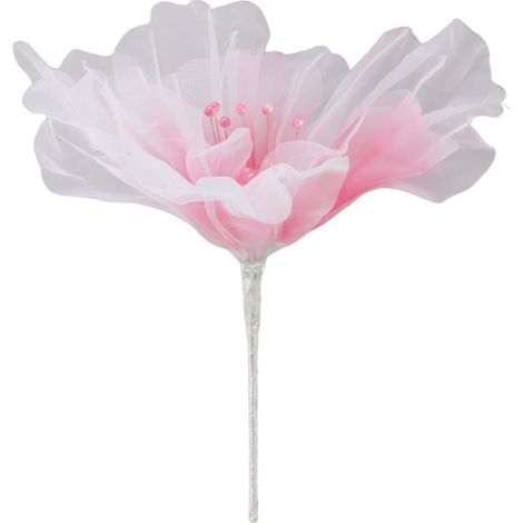 Fleur en gaze, faite main et réutilisable (50 cm, rose rouge) (1/5)