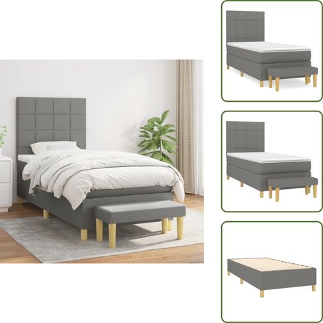 Letto con materasso a molle insacchettate - vidaXL Giroletto a Molle con Materasso Grigio Scuro 100x200 cm Tessuto - Panca multifunzionale