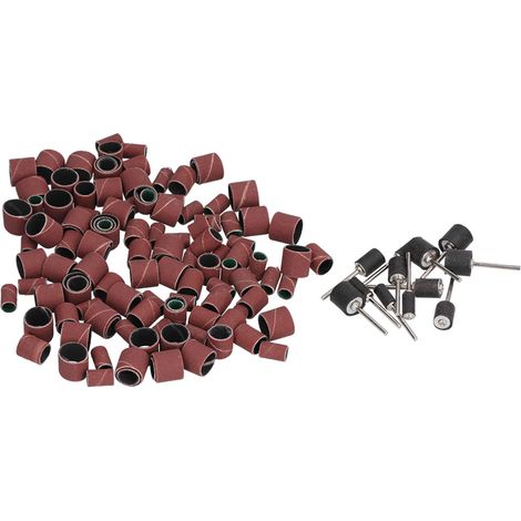 Ensemble de 132 manchons de bande abrasive pour ponceuse à tambour de grain 120 (mandrin inclus) pour le polissage et l'élimination de la rouille. (1/5)