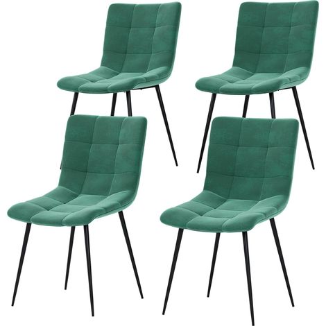 Vida Designs Richton Set Of 4 Upholstered Velvet Fabric Dining Chairs, Green (1/5)