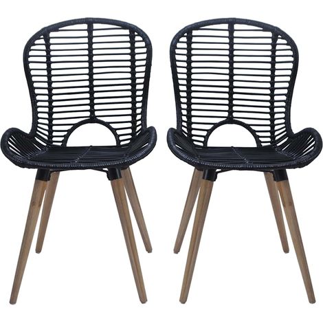 Maison Exclusive - Sedie da Pranzo 4 pz Nere in Rattan Naturale (1/5)