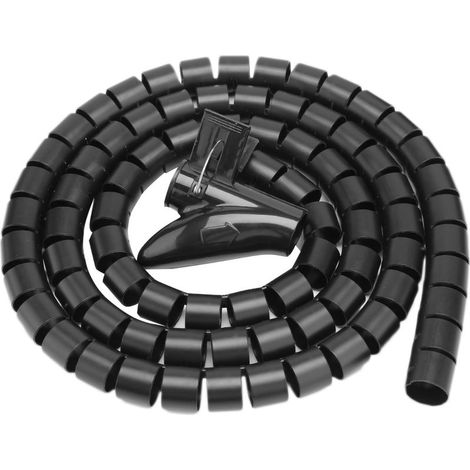 Gaine Spirale Flexible pour Câbles - Organisateur de Fils Noir 1,5m x 22mm - Protection et Rangement (1/3)