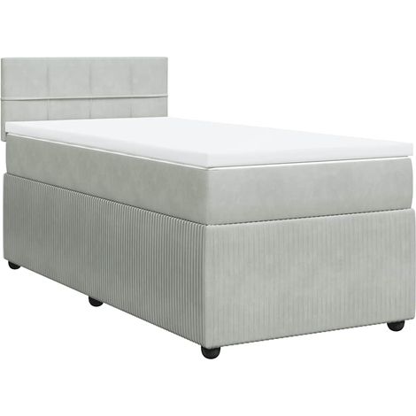 Maison Exclusive - Cama box spring con colchón terciopelo gris cl (1/5)