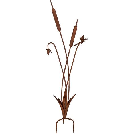 Tuteur à planter roseaux acier rouille 31x15x101cm