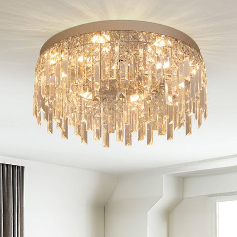 Plafonnier LED cristal acier inoxydable, 40W, Ø50cm, 3 couleurs, chaud neutre froid (1/5)