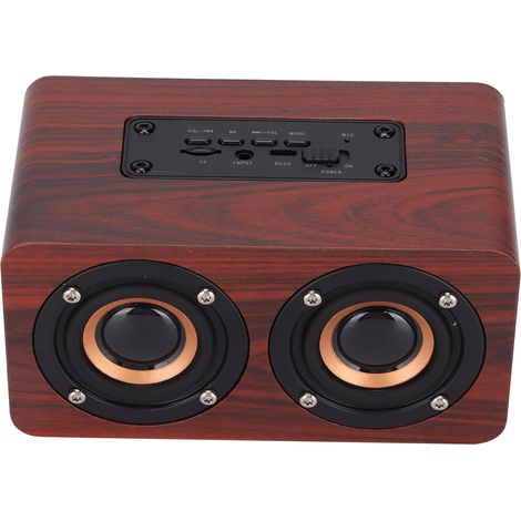 Enceinte Bluetooth rétro sans fil avec caisson de basses et entrée AUX stéréo pour tablette/domicile - Couleur bois marron