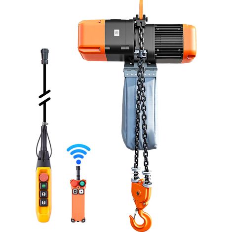 Mophorn Elektrischer Kettenzug 5000 kg, 9,1 m Hubhöhe, Dreiphasig, mit 100 m Funk- & 8,2 m Kabelfernbedienung, G100-Doppelkette, Notstopp, Elektrokettenzug für industrielle Anwendungen (1/5)