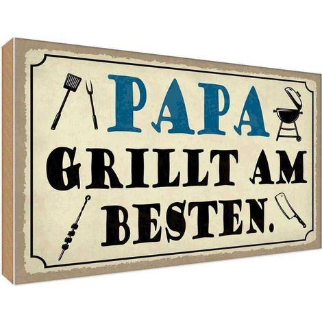 Panneau en bois 30x40 cm : Papa fait les meilleurs grillades - hommes, femmes (1/4)