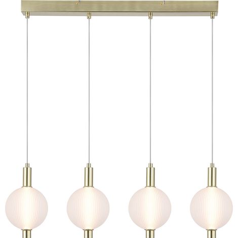 Searchlight Luminique Suspension LED intégrée à 4 barres lumineuses, laiton satiné, verre, 20 W, 3000 K (1/5)