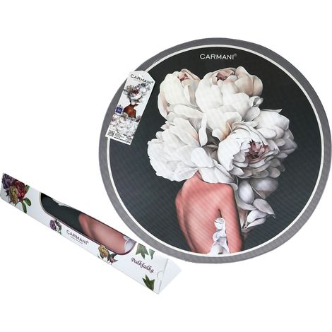 Tovaglietta rotonda con fiori sulla parte superiore, tovaglietta decorativa per la sala da pranzo. (1/4)