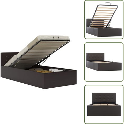 The Living Store Cama canapé hidráulica de almacenaje sin colchón gris 100x200cm - Cama hidráulica