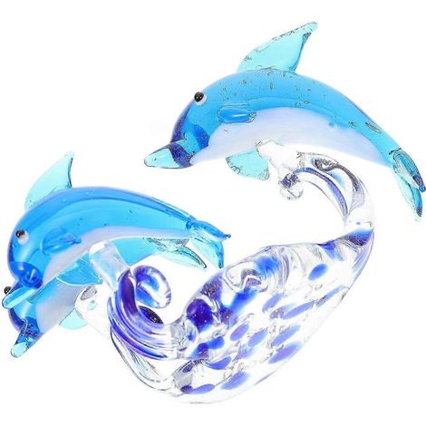Dauphin ornemental en verre cristal bleu, décoration de bureau, cadeau de collection pour restaurant, bureau ou maison, 1 pièce (1/5)