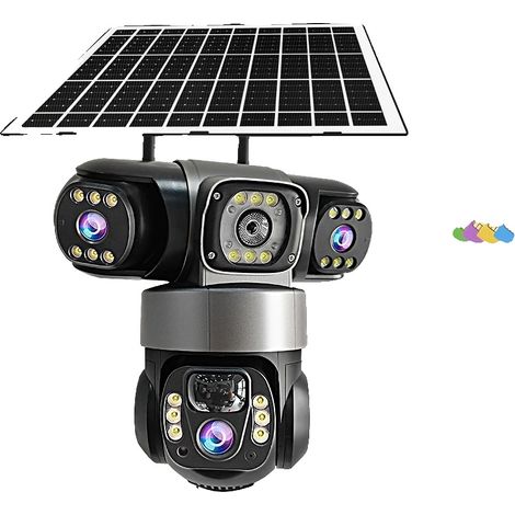 Cámara IP solar, triple lente de 15 MP, visión nocturna a todo color, cámara 4G sin tarjeta SIM, tipo C, PAL (1/2)