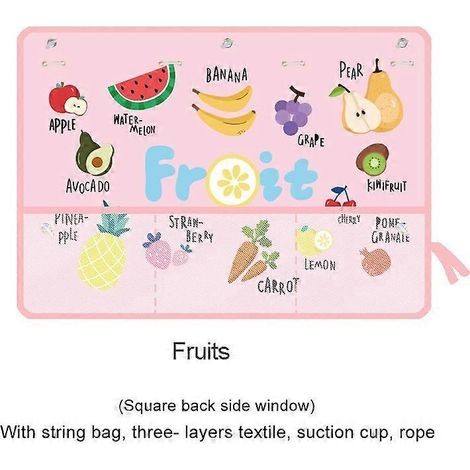 Pare-soleil universel pour vitres latérales de voiture, motif dessin animé, rideau pare-soleil d'été réglable pour bébés et enfants, avec filet de rangement, motif fruits (1/5)