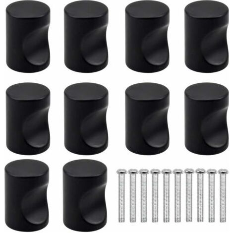 QORVA-10 poignées de tiroir noires, boutons de meuble, boutons de tiroir à trou rond, boutons de porte modernes, poignées de meuble pour placard, armoire, cuisine, chambre d'enfant