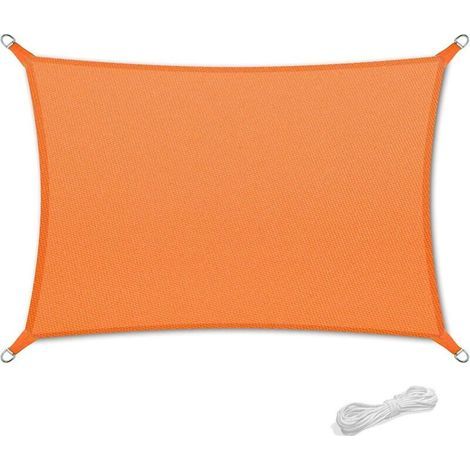 Voile d'ombrage 2x4m Auvent Résistante aux Imperméable pour Patio & Terrasse Jardin de Protection Solaire 90% Une Protection des Rayons UV avec Corde Libre Rectangulaire Orange (1/5)