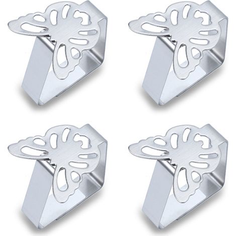 Lot de 4 pinces à linge en acier inoxydable, supports de nappe, pinces à linge pour l'extérieur et l'intérieur (1/5)