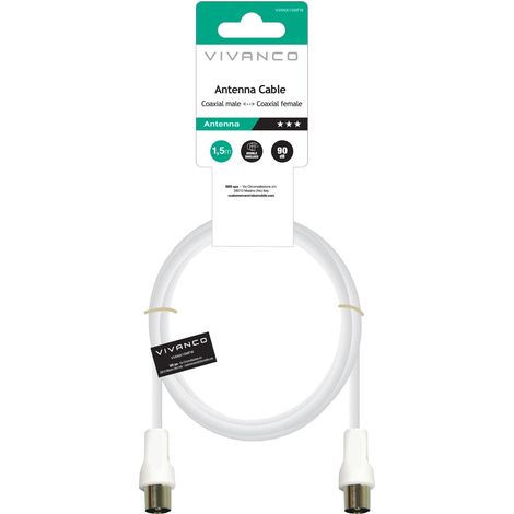 VIVANCO Cavo Antenna Coassiale Maschio Femmina Bianco 1,5 Metri (1/3)