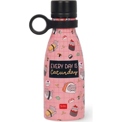 Legami - Vacuum Bottle Hot & Cold Mini, Sushi Cat, Borraccia Termica leggera e resistente, Chiusura Ermetica, Manico in Silicone removibile, in Accaio Inox, Capacità 300 ml (1/5)