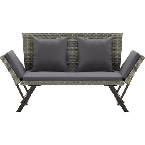 Banc de jardin,Banquette de jardin,Chaise avec coussins 176 cm Gris Résine tressée CFW73863 (1/5)