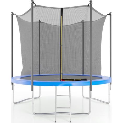 Trampoline de jardin 8FT – Diamètre 244 cm – Filet intérieur de sécurité – Matelas de protection – Échelle incluse – Charge max 50 kg – Jump4Fun