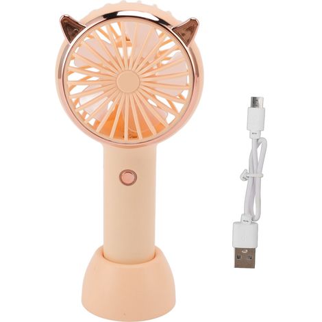 Ventilador portátil con orejas de gato, 3 velocidades, carga USB, tamaño mini, color amarillo, ideal para actividades al aire libre y viajes. (1/5)