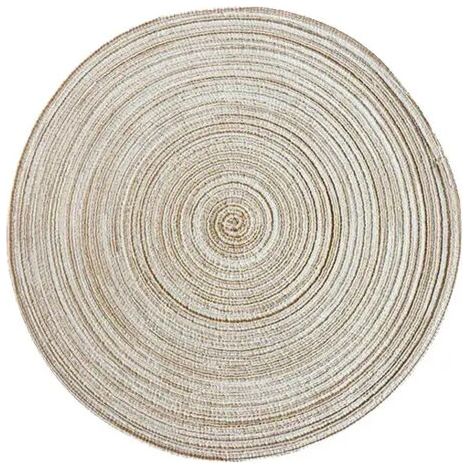 Sollbry Sets de Table Ronds Lot de 6 Tapis de Table Lavables Résistants à la Chaleur (Beige 36cm)