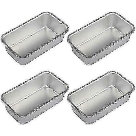 Moule à pain rectangulaire antiadhésif en aluminium, 4 pièces, idéal pour la cuisson de gâteaux et pâtisseries maison. (1/4)