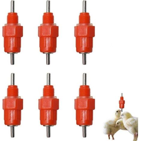 Eau Tetine Poulet Alimentateur Fournitures de Volaille Poule Vis dans le style 5.21.5cm Fontainebleau 6Pcs Rouge (1/4)