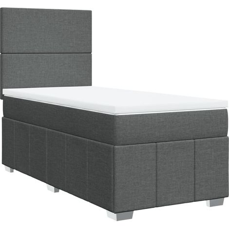 Maison Exclusive - Cama box spring con colchón tela gris oscuro 8 (1/5)