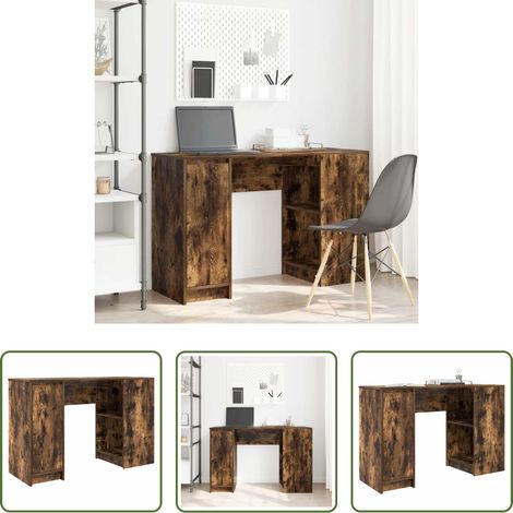 Rangement bureau -  Bureau chêne fumé 120x42x76 cm bois d'ingénierie (1/5)