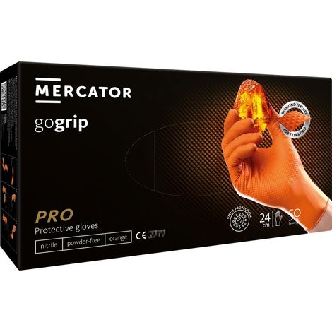 Mercator GoGrip Orange Nitrilhandschuhe, 50 Stück, Größe XXL (1/5)