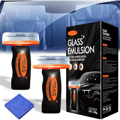 2Pcs Nettoyant Vitre Voiture Solido,Détachant de Film d’Huile pour Pare-Brise Vitres Rétroviseurs Brosse Incluse pour une Visibilité Claire glass emulsion,Voiture,Miroirs & Surfaces En Verre,200g (1/5)