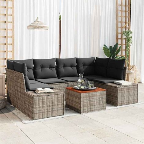 Teenpull – Gartensofa-set 7 Stk. Grau Poly-Rattan (1/5)