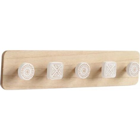 Serbia – Patère murale en bois nordique minimaliste 48x10cm – Crochets en fer pour manteaux – Décoration moderne pour entrée (1/5)