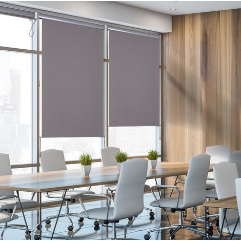 Store vertical extérieur en aluminium gris 120 x 200 cm, toile respirante, manivelle, protection UV et coupe-vent (1/5)
