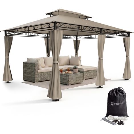 CASARIA® Pavillon 3x4m Gartenzelt Garten Seitenteile Metall Wasserabweisend Topas  taupe