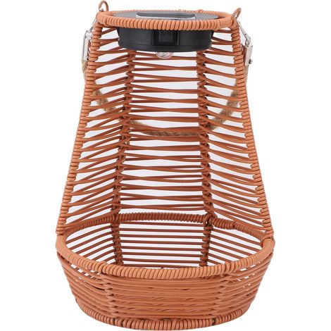 Jardinière solaire suspendue en rotin, lanterne d'extérieur étanche à l'eau, pour terrasse et balcon, marron (1/5)