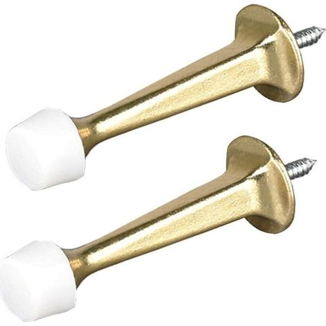 Un ensemble de deux butoirs de porte, en alliage de zinc, avec des patins en caoutchouc pour protéger les murs, adaptés à une utilisation intérieure et extérieure, 75 mm d'épaisseur (blanc). (1/2)
