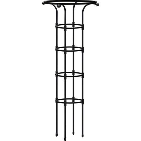Support de jardinage noir antirouille, polyvalent et décoratif, pour rosiers grimpants. Hauteur : 155 cm, diamètre : 28 cm. (1/5)