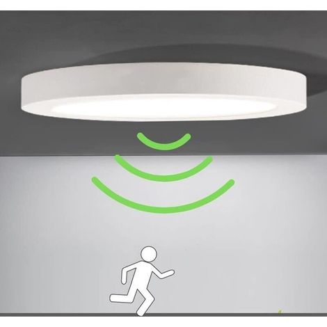 Plafonnier LED avec Détecteur de Mouvement pour Balcon, Garage, Entrée ou Couloir – 1200 lm, Blanc Froid 6000 K, Ø22 cm, Facile à Installer (1/4)