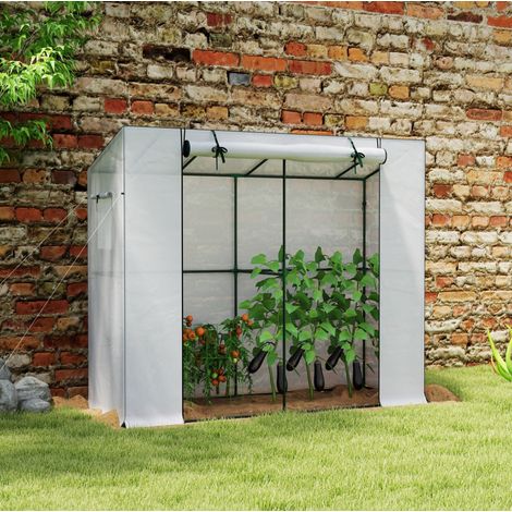 Serra tunnel in acciaio con porta avvolgibile e 2 finestre, 200 x 76 x 170 cm, bianca (1/5)