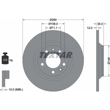 Lot de 2 Disques de frein Textar 92129603 CITROËN 1618861880 1687773280 4246P9